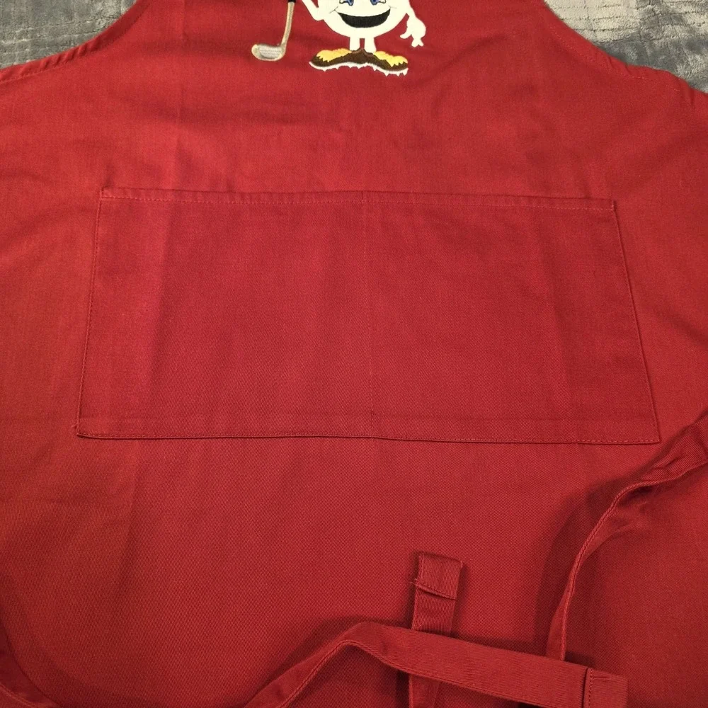 Apron Full Red Handmade Embroidery‎ Golf Ball Golfer Chef Kitchen Accessory